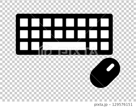 キーボードとマウスのアイコン　モノトーン 129576151