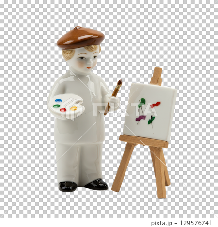Porcelain figurine of a boy artist a vintage statuette for creative home decoration 129576741