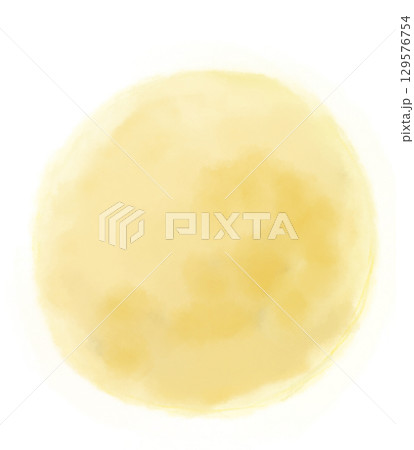 水彩で描いた金色の月のような円イラスト 水彩で描いた金色の月のような円イラスト 129576754