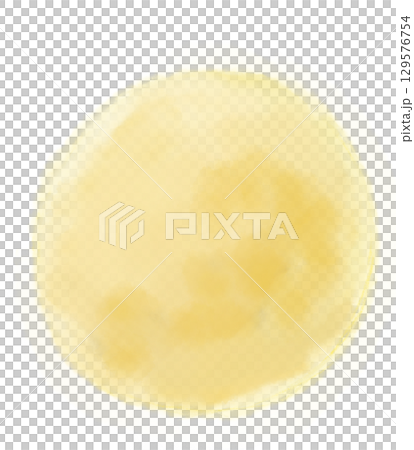 Watercolor illustration of a golden moon-like circle Watercolor illustration of a golden moon-like circle 129576754