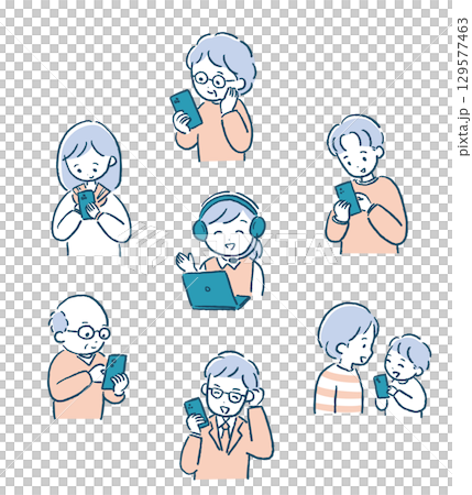 Smartphone, people and customer set 129577463