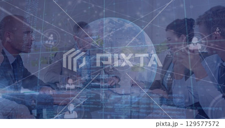 Image of network of connections over diverse students network of connections network of connections 129577572