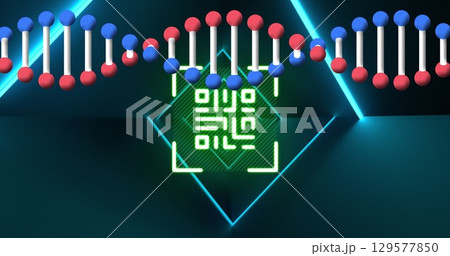 Image of dna strand spinning over qr code and...のイラスト素材 [129577850] - PIXTA