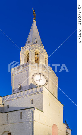 Spasskaya Tower in sunny summer day. Kazan Kremlin. Republic of Tatarstan. Kazan. Russia 129578407