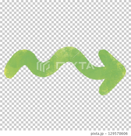 シンプルな水彩風の緑色の矢印のイラスト シンプルな水彩風の緑色の矢印のイラスト 129578606