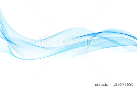 Abstract vector background, transparent waved lines . Blue smoke wave. 129578650