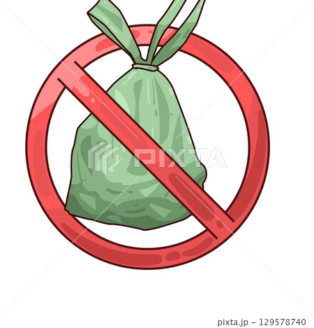 illustration of plastic bag ban 129578740