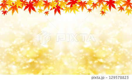 紅葉の葉と光輝くバックグラウンド、秋のイメージの背景イラスト 129578823