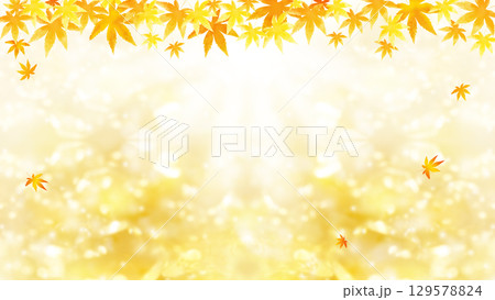 紅葉の葉と光輝くバックグラウンド、秋のイメージの背景イラスト 129578824