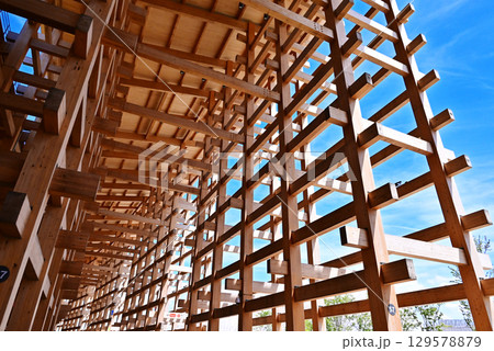 大屋根リングの風景 関西万博 大阪万博 日本国際博覧会 大屋根リングの風景 関西万博 大阪万博 日本国際博覧会 129578879