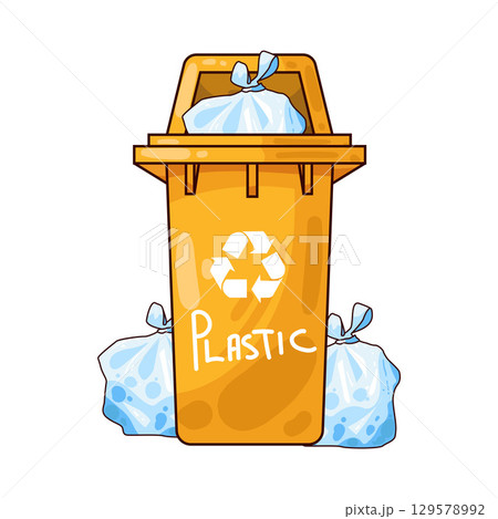 illustration of recycling bin with plastic bags illustration of recycling bin with plastic bags 129578992