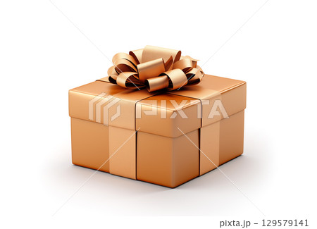 gift box with ribbon on white background gift box with ribbon on white background 129579141