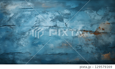 blue background.  Closeup of abstract rough blue and white art painting texture 129579169