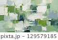 Green painting background. Closeup of abstract rough green and white art painting texture 129579185