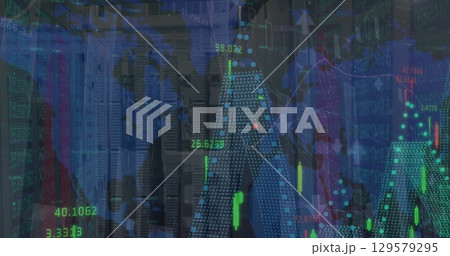 Image of financial data and graphs over servers Image of financial data and graphs over servers 129579295