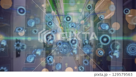 Image of data processing over digital screens 129579563