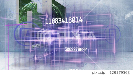 Image of data processing over cityscape Image of data processing over cityscape 129579568