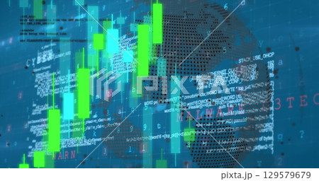Image of data processing over globe Image of data processing over globe 129579679