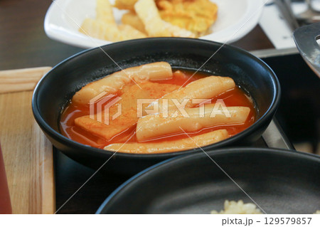 Korean traditional spicy food. Tteokbokki 129579857