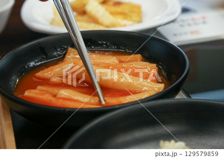 Korean traditional spicy food. Tteokbokki 129579859