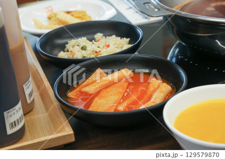Korean traditional spicy food. Tteokbokki 129579870