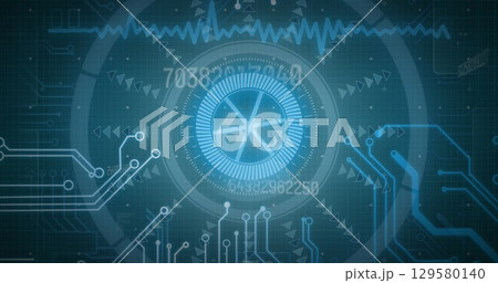 Image of data processing with hud element, 6g sign on digital interface 129580140