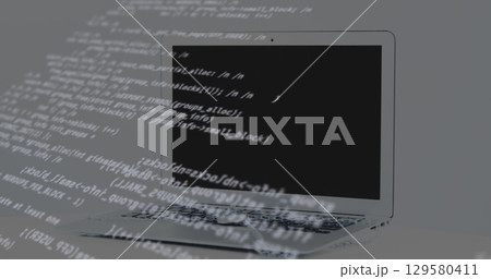Image of data processing over laptop 129580411
