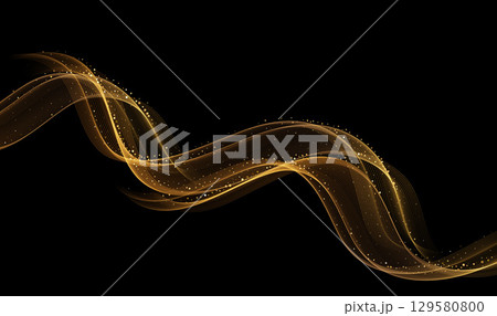 Abstract shiny transparent gold wave design element Abstract shiny transparent gold wave design element 129580800