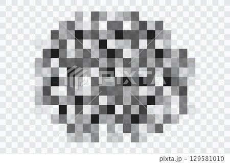 Pixel censor blur mosaic effect on transparent background. Pixelated texture bar. Privacy square content.  129581010