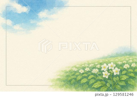 フレーム素材　ジャガイモ畑　じゃがいもの花 129581246