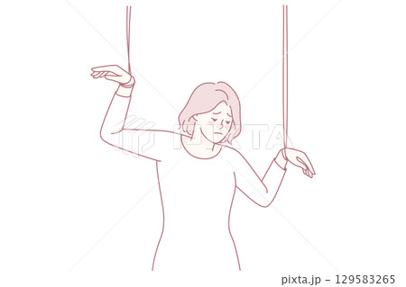Woman marionette in someone hands 129583265