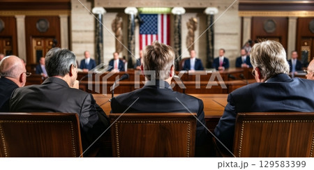 Politicians attending meeting or hearing in congress at the white house, washington dc Politicians attending meeting or hearing in congress at the white house, washington dc 129583399