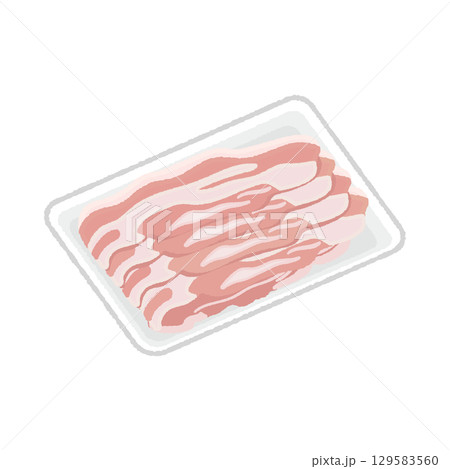 トレイに入った豚バラ肉 トレイに入った豚バラ肉 129583560