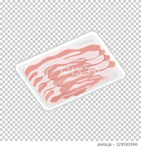 トレイに入った豚バラ肉 トレイに入った豚バラ肉 129583560