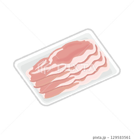 トレイに入った豚ロース肉 129583561