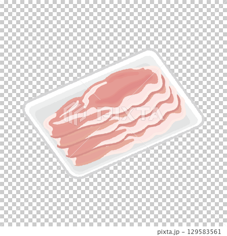 トレイに入った豚ロース肉 129583561