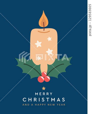 christmas greeting card with candle vector illustration christmas greeting card with candle vector illustration 129583605