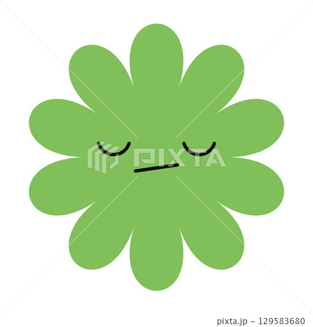 Minimal flower illustration with a downcast face. Bright colors and simple shapes bring a moody character to life. Minimal flower illustration with a downcast face. Bright colors and simple shapes bring a moody character to life. 129583680