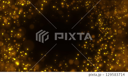キラキラした金色のパーティクルのエフェクトフレーム 129583714