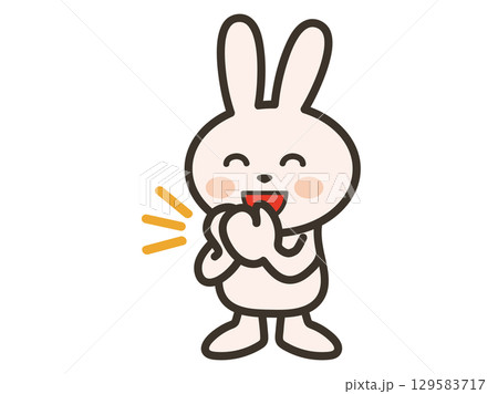 笑顔でパチパチと拍手をする可愛いうさぎのイラスト 笑顔でパチパチと拍手をする可愛いうさぎのイラスト 129583717