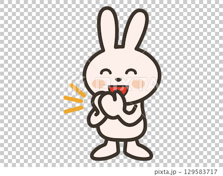 笑顔でパチパチと拍手をする可愛いうさぎのイラスト 笑顔でパチパチと拍手をする可愛いうさぎのイラスト 129583717