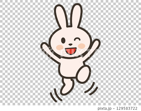 元気いっぱいにジャンプする可愛いうさぎのイラスト 129583722
