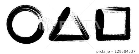 丸、三角、四角の図形 129584337