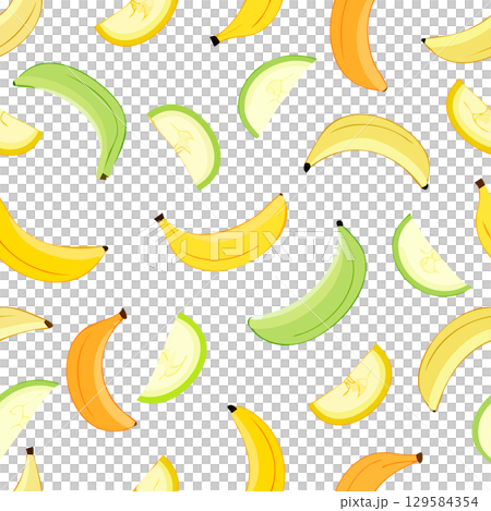 Colorful seamless pattern with artistic berries and fruits scattered at different angles for creative design. 129584354