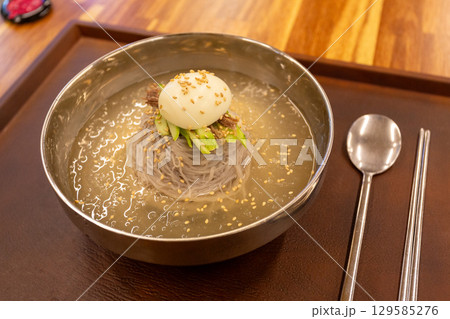 Korean traditional food. Cold buckwheat noodles 129585276