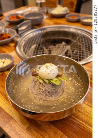 Korean traditional food. Cold buckwheat noodles 129585277