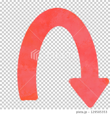 Simple watercolor style red U-turn arrow illustration Simple watercolor style red U-turn arrow illustration 129585353