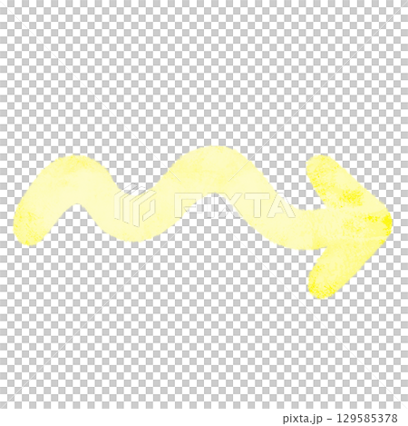 Simple watercolor style yellow wavy arrow illustration 129585378