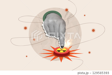 Warning against war with a striking visual of destructive potential. Vector illustration Warning against war with a striking visual of destructive potential. Vector illustration 129585393