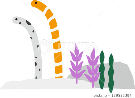 かわいいチンアナゴのイラスト素材 129585394